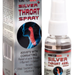 Silver Throat Spray 25ml bottle displayed, highlighting its compact design and easy-to-use spray nozzle for targeted application, set against a clean, neutral background for clarity.