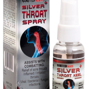 Silver Throat Spray 25ml bottle displayed, highlighting its compact design and easy-to-use spray nozzle for targeted application, set against a clean, neutral background for clarity.