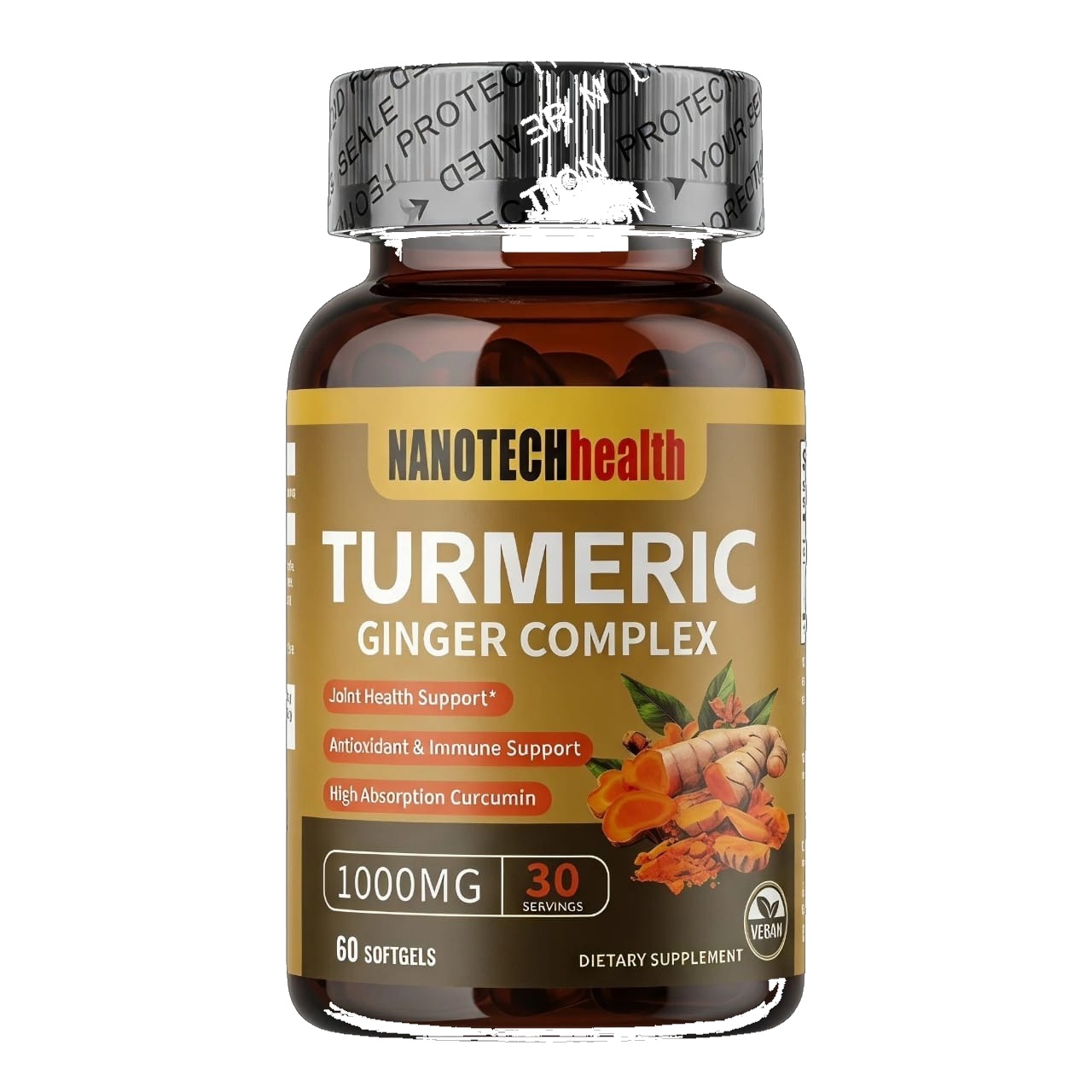 Turmeric Ginger Complex Softgels 60 1 Turmeric ginger complex softgels 60 bottle on a white background