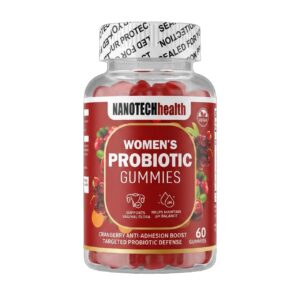 Womens probiotic gummies 60 jar on a white background